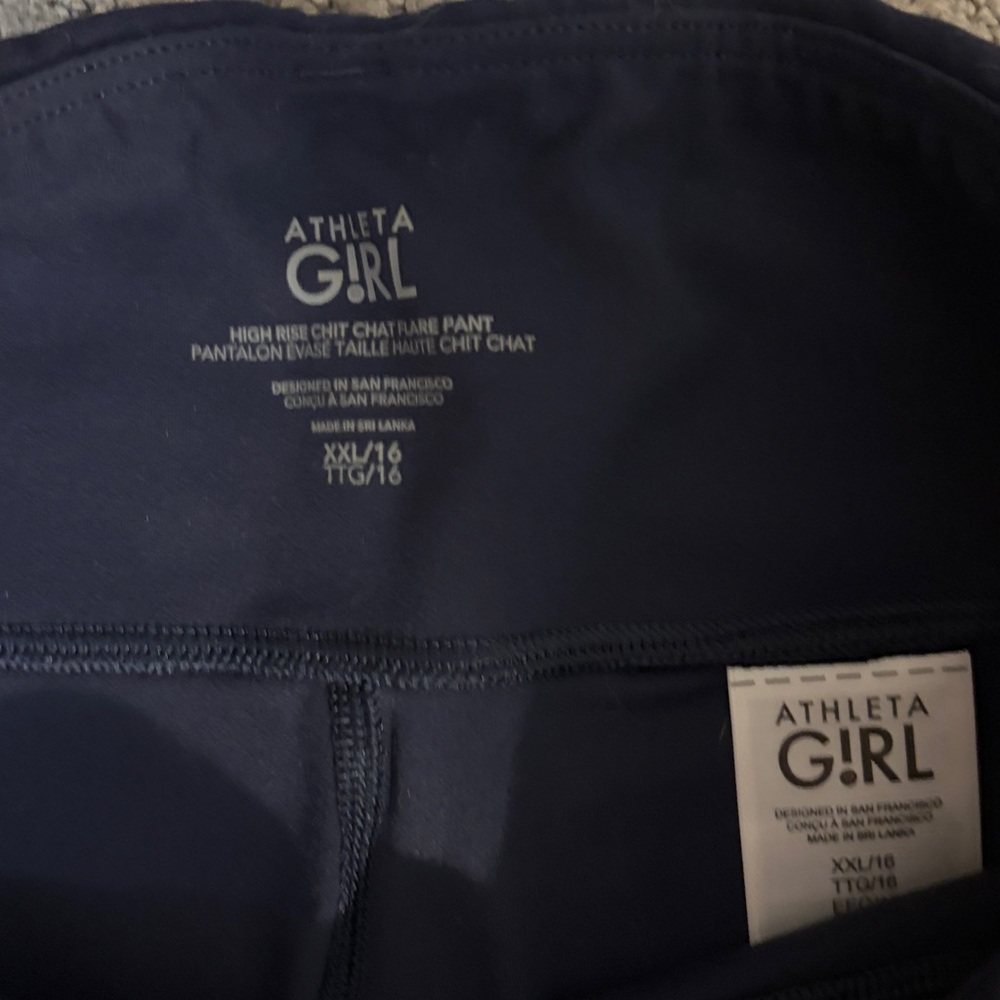 Athleta Girl High Rise Wide Leg Navy Pants with Elastic Waistband - Picture 6 of 7
